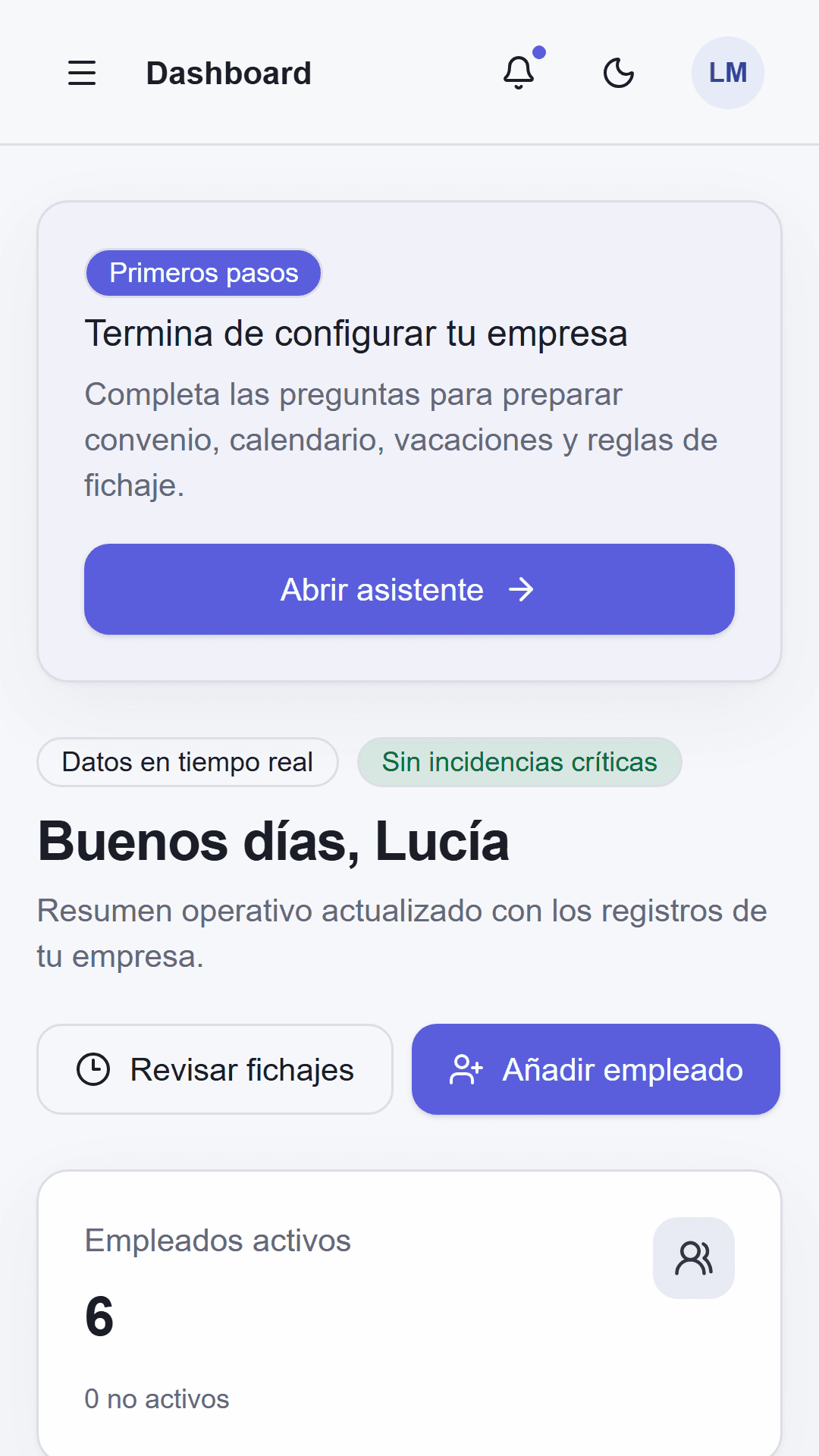 Panel del responsable